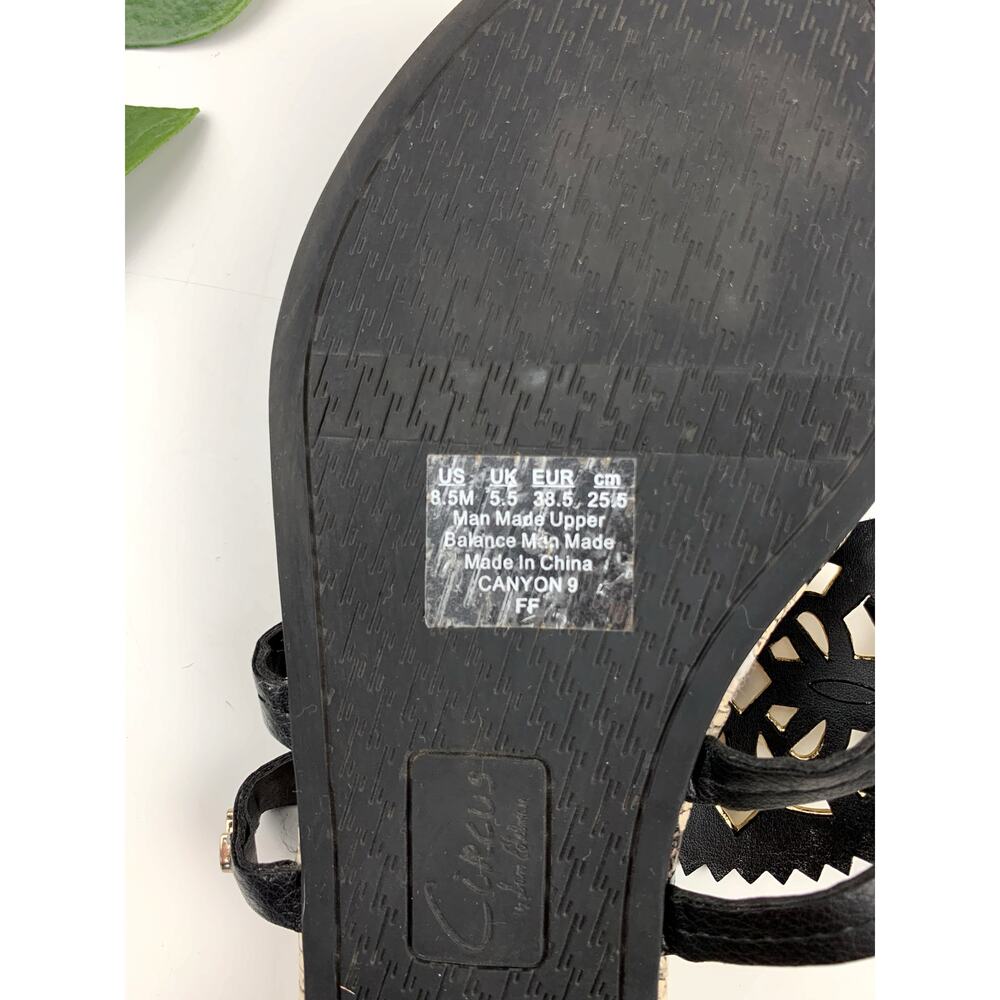 Circus NY Sam Edelman Canyon Sandals Black Gold Medallion Thong Women's 8.5 - Picture 9 of 9